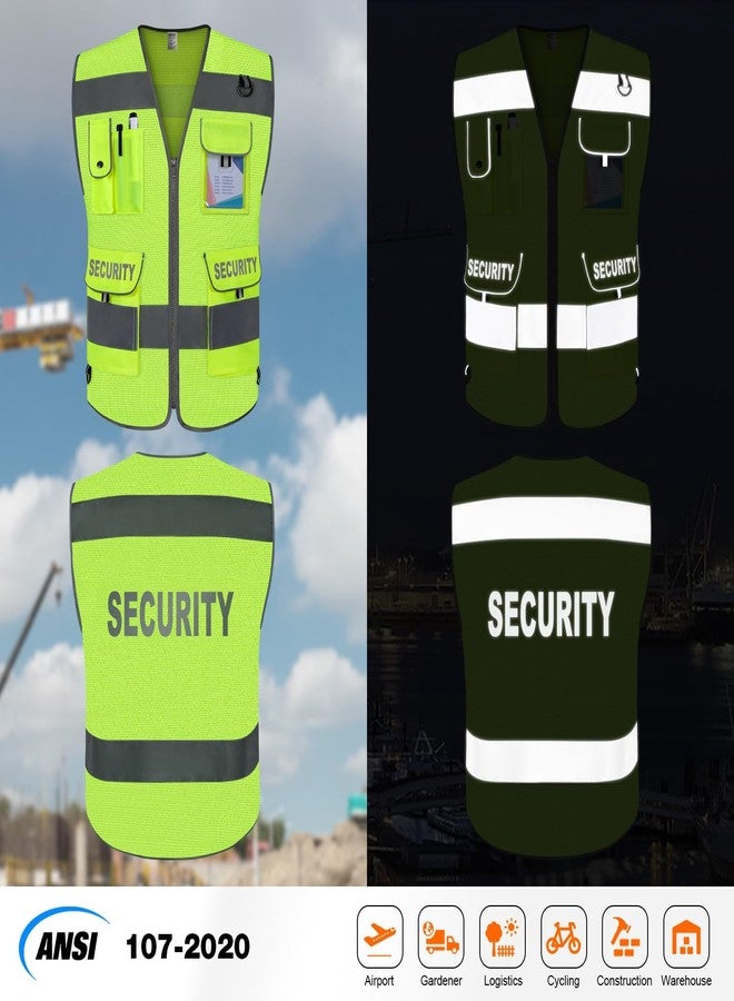 TCCFCCT Mesh Security Vest for Men Women 9 Pockets High Visibility Reflective Safety Vest, Durable Hi Vis Construction Vest with Reinforced Sewing, Meets ANSI/ISEA, (G100S-Yellow, XL) - Image 2